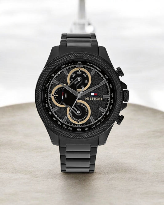 Tom-my Hilfig-er Quartz Black Dial Stainless Steel Watch